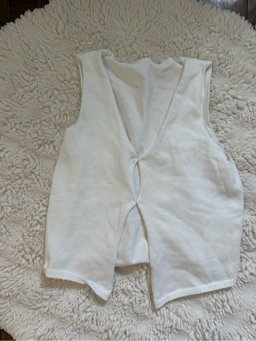 Ivory Knit Open-Front Vest